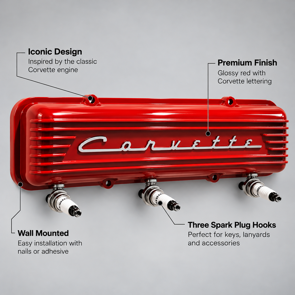 Corvette Script Valve Cover Hook Rack