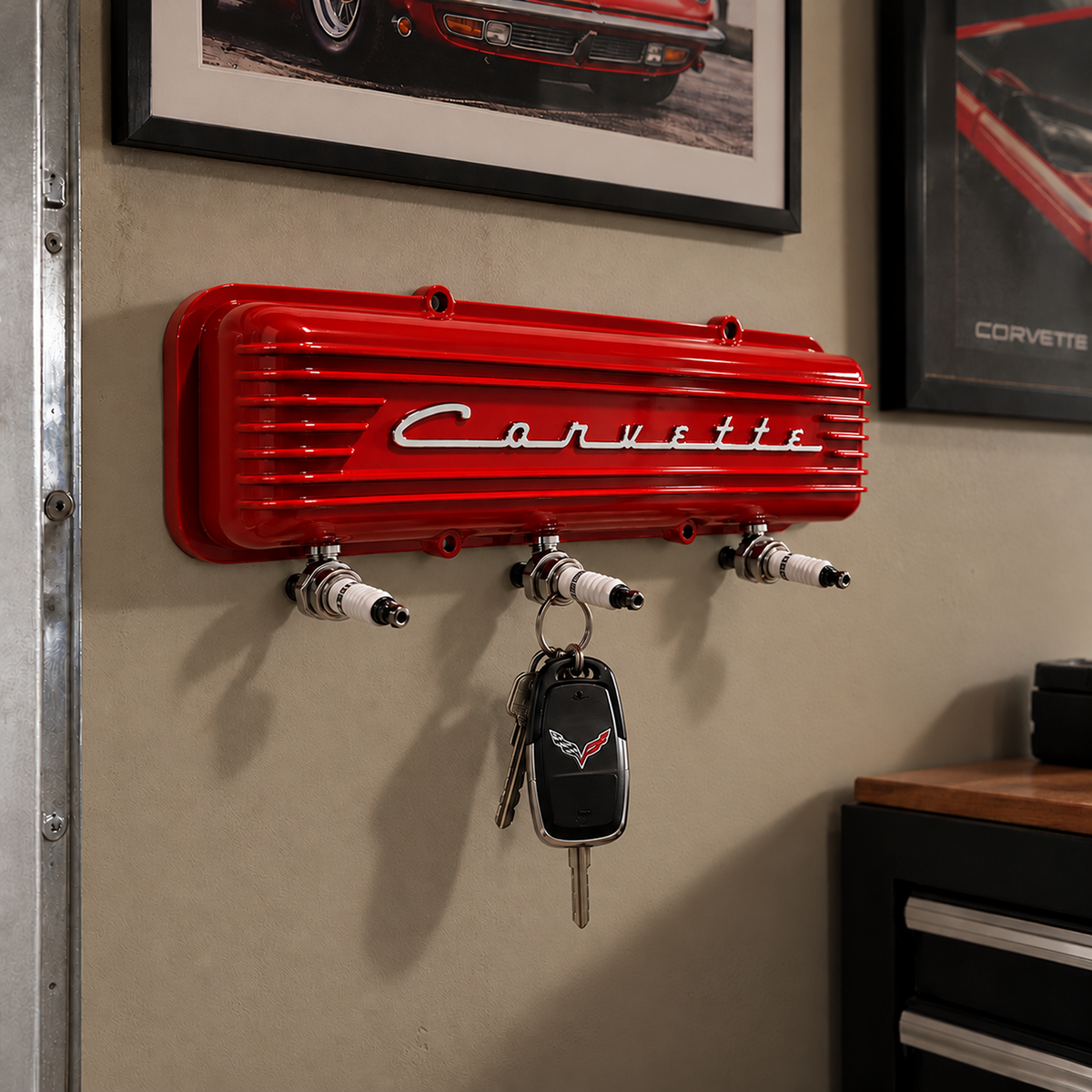 Corvette Script Valve Cover Hook Rack