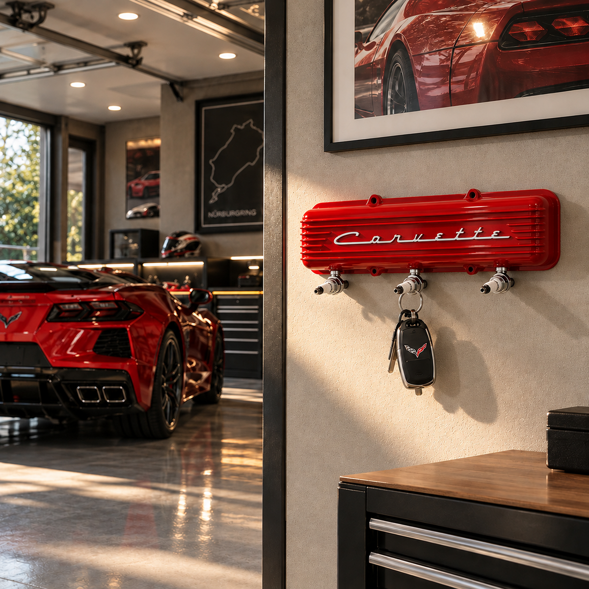 Corvette Script Valve Cover Hook Rack