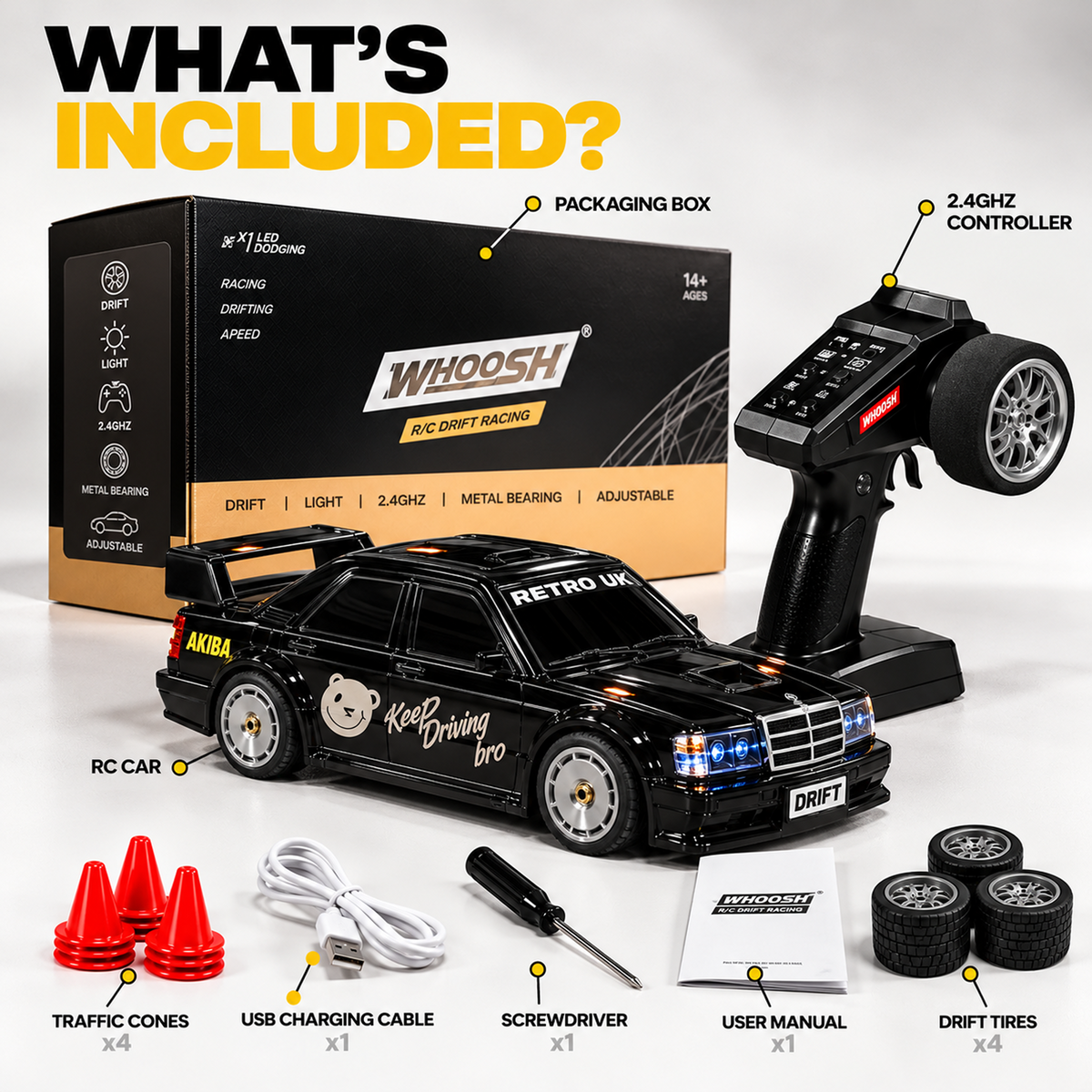 Mercedes-Benz 190E 4WD RC Drift Car